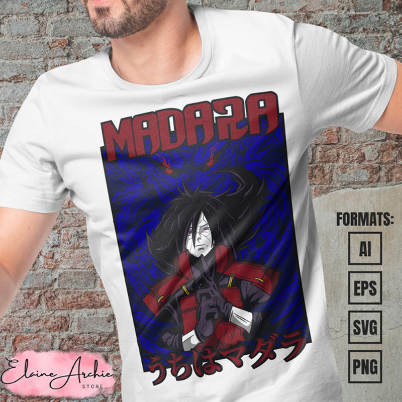 Premium Madara Uchiha Naruto Anime Vector T-shirt Design Template #2.jpg