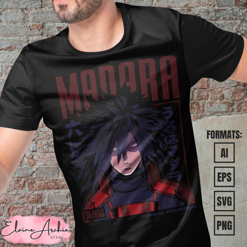 Premium Madara Uchiha Naruto Anime Vector T-shirt Design Template #3.jpg