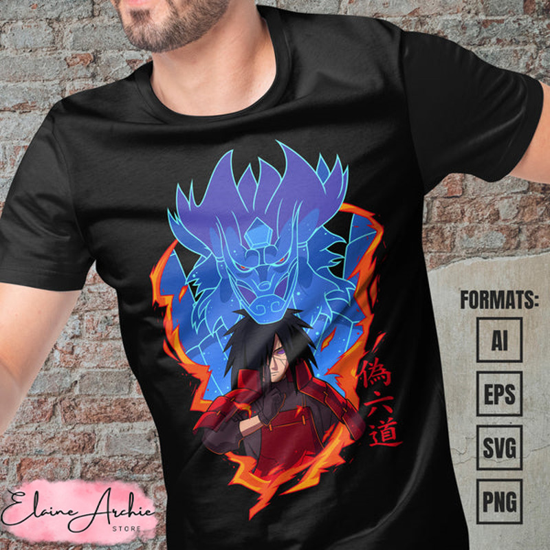 Premium Madara Uchiha Naruto Anime Vector T-shirt Design Template.jpg