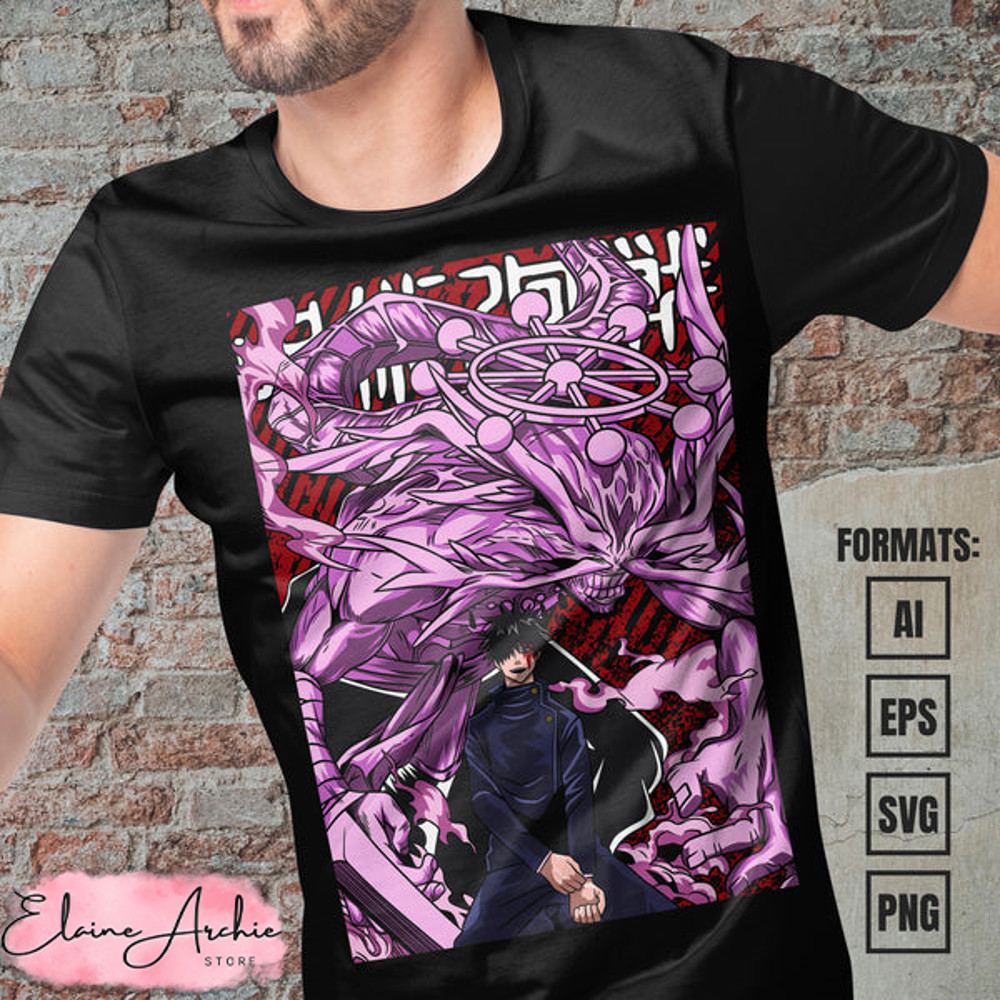 Premium Mahoraga Jujutsu Kaisen Anime Vector T-shirt Design Template.jpg