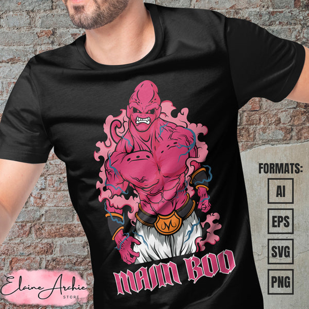 Premium Majin Boo Dragon Ball Anime Vector T-shirt Design Template #2.jpg
