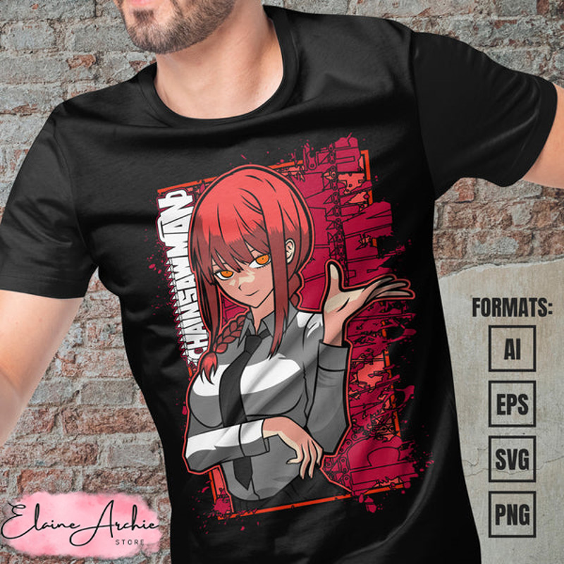 Premium Makima Chainsaw Man Anime Vector T-shirt Design Template #2.jpg