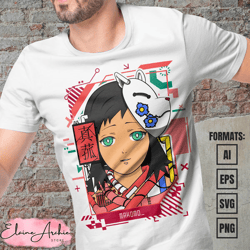 premium makomo mecha demon slayer anime vector t-shirt design template