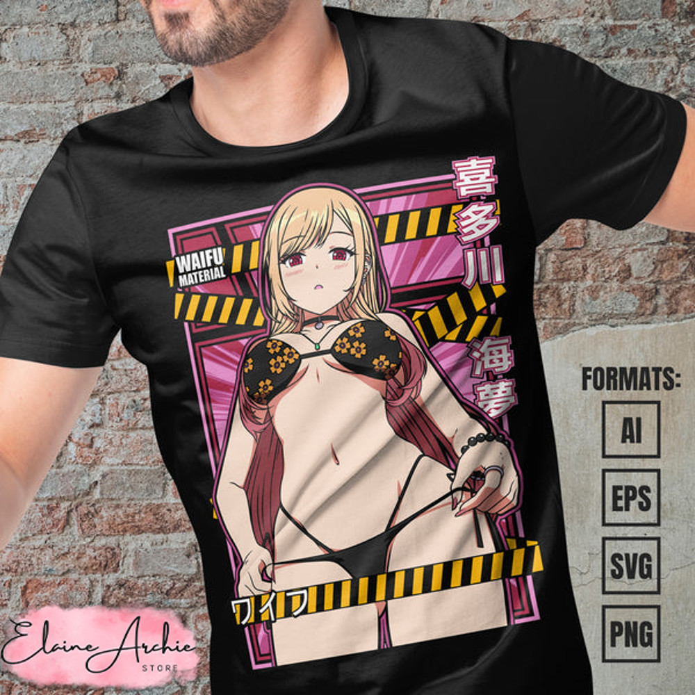 Premium Marin My Dress Up Darling Anime Vector T-shirt Design Template #4.jpg