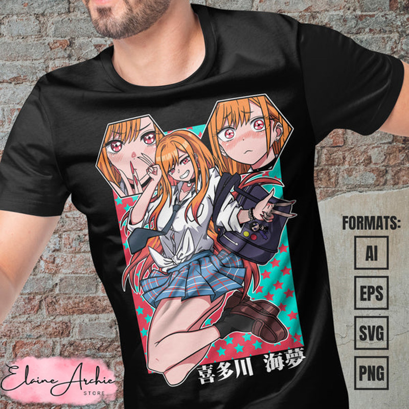 Premium Marin My Dress Up Darling Anime Vector T-shirt Design Template #5.jpg