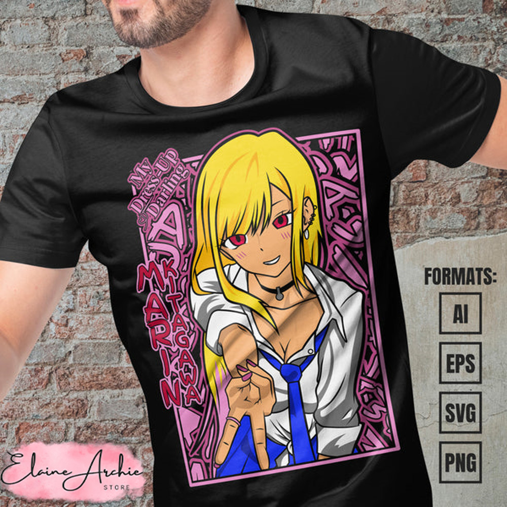 Premium Marin My Dress Up Darling Anime Vector T-shirt Design Template.jpg