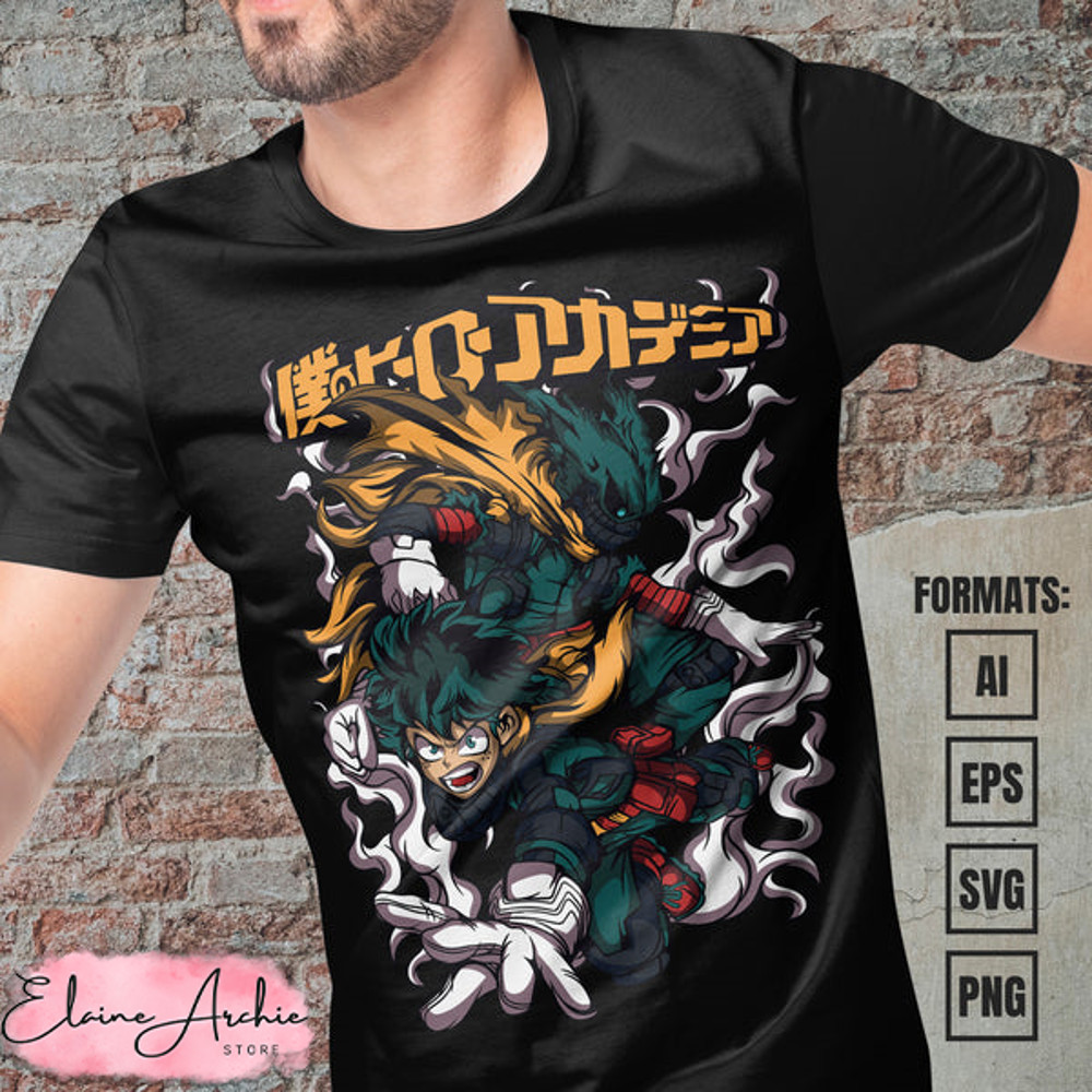 Premium Midoriya Izuku My Hero Academia Anime Vector T-shirt Design Template #10.jpg