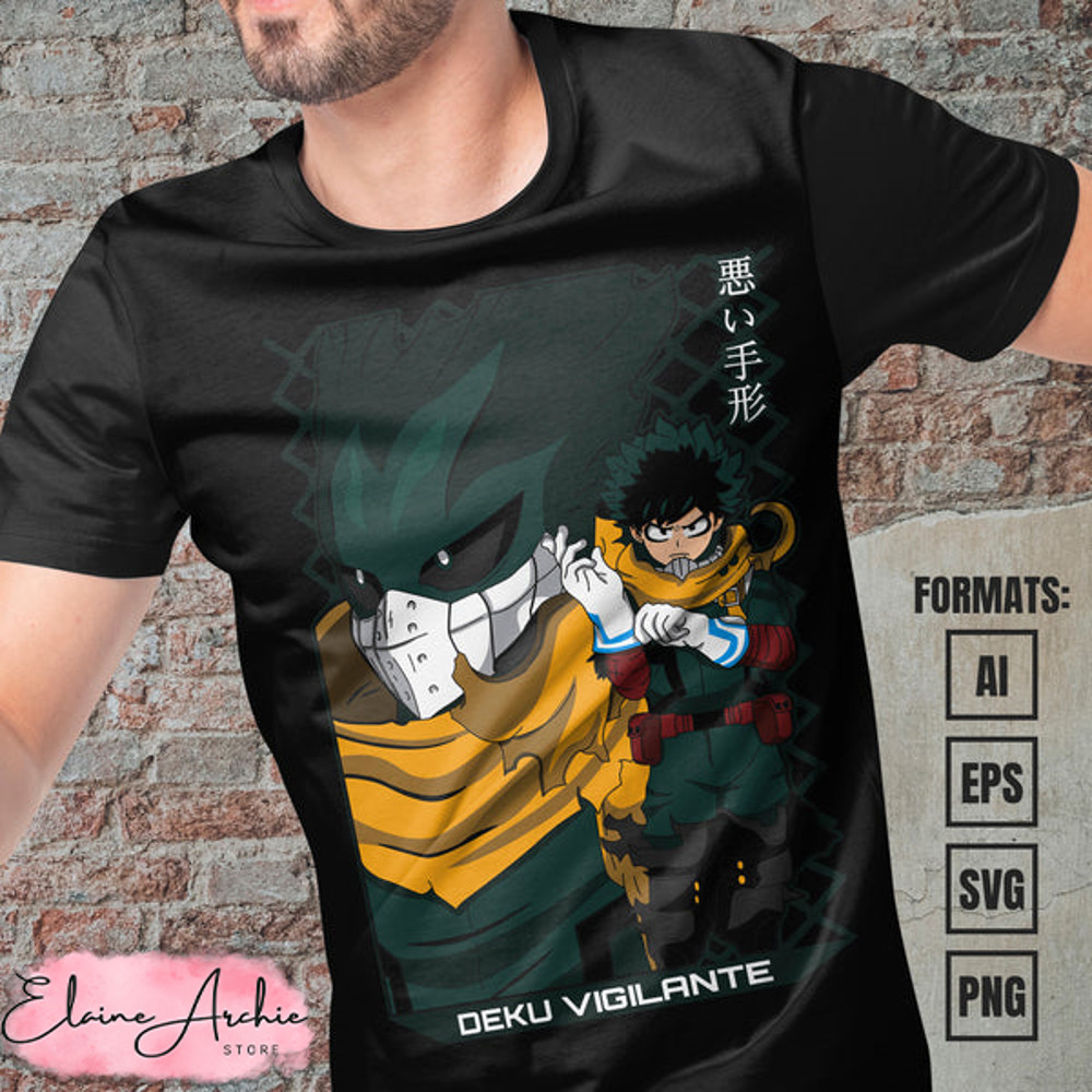 Premium Midoriya Izuku My Hero Academia Anime Vector T-shirt Design Template #3.jpg