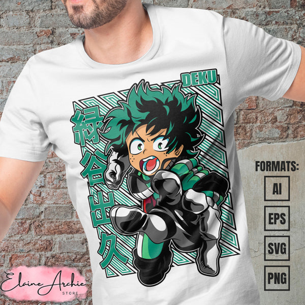 Premium Midoriya Izuku My Hero Academia Anime Vector T-shirt Design Template #4.jpg