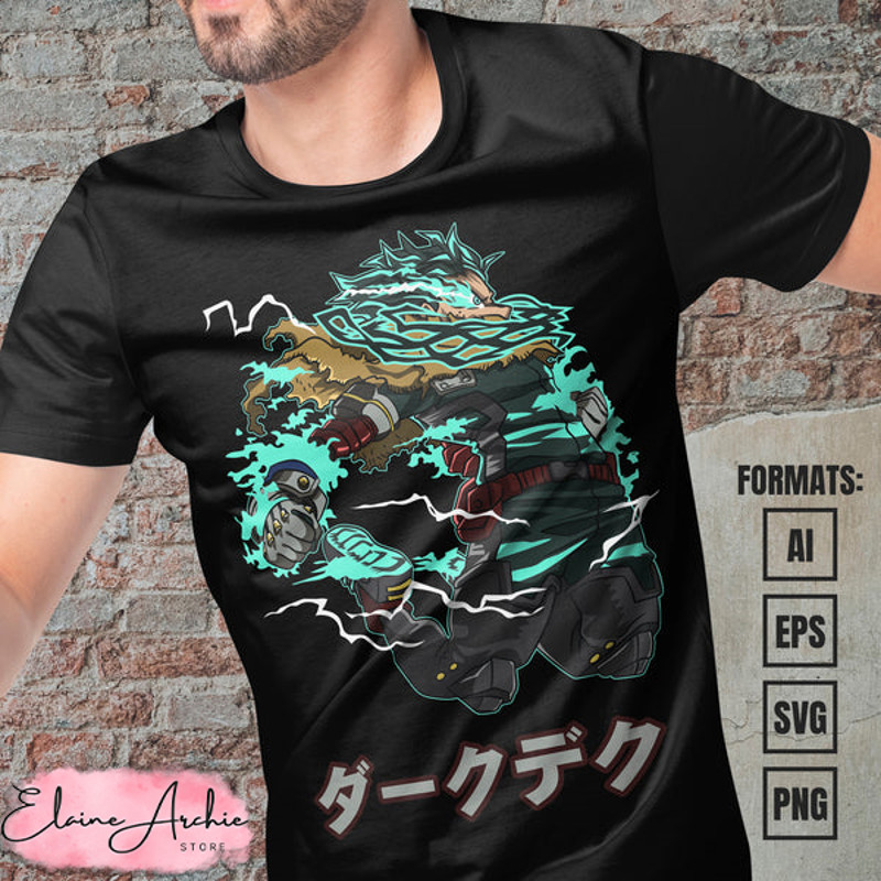 Premium Midoriya Izuku My Hero Academia Anime Vector T-shirt Design Template #6.jpg