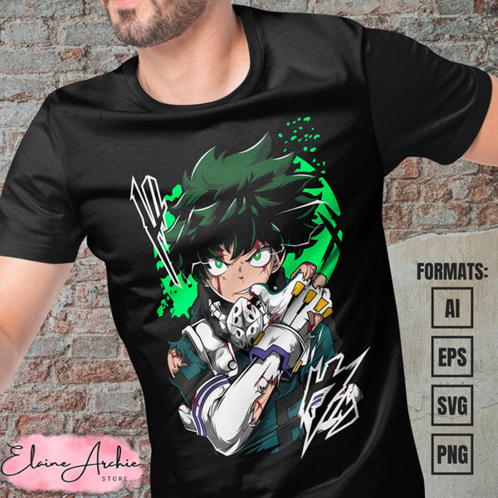 Premium Midoriya Izuku My Hero Academia Anime Vector T-shirt Design Template #7.jpg