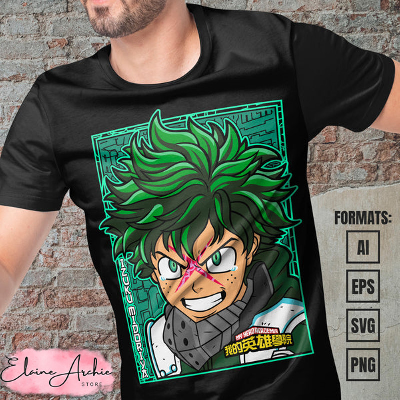 Premium Midoriya Izuku My Hero Academia Anime Vector T-shirt Design Template #8.jpg