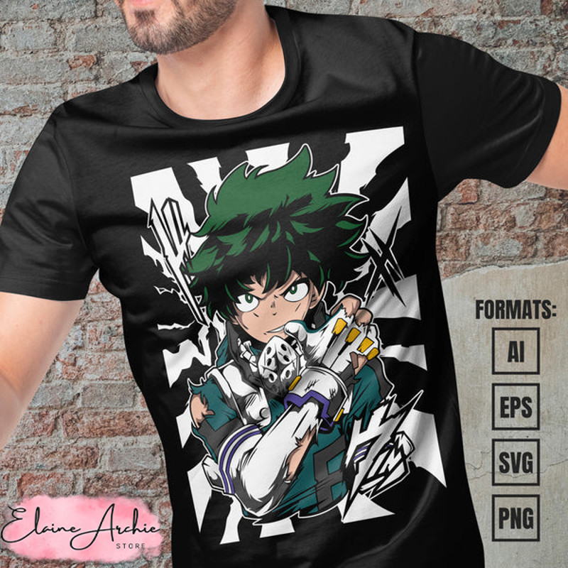 Premium Midoriya Izuku My Hero Academia Anime Vector T-shirt Design Template #9.jpg