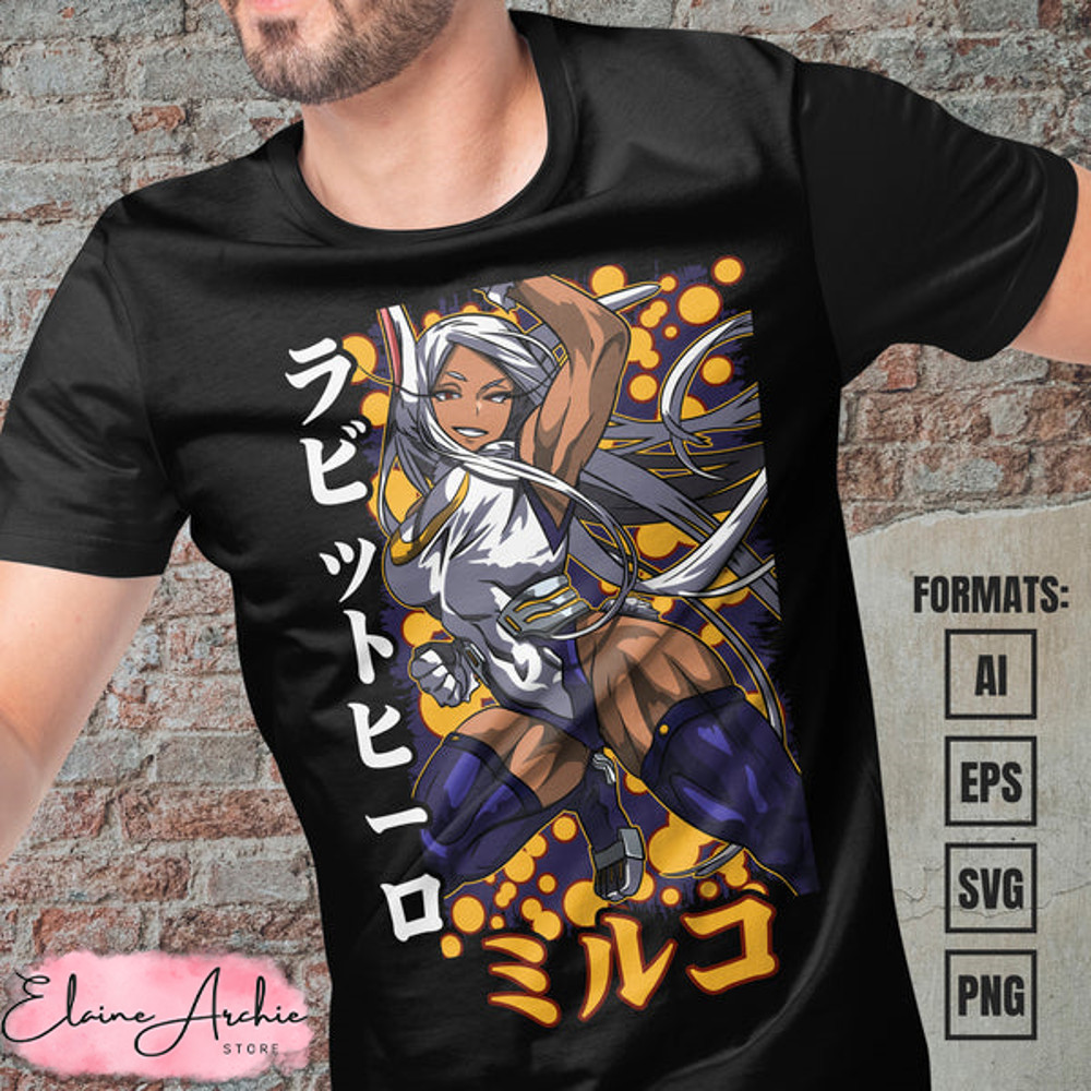 Premium Mirko My Hero Academia Anime Vector T-shirt Design Template.jpg