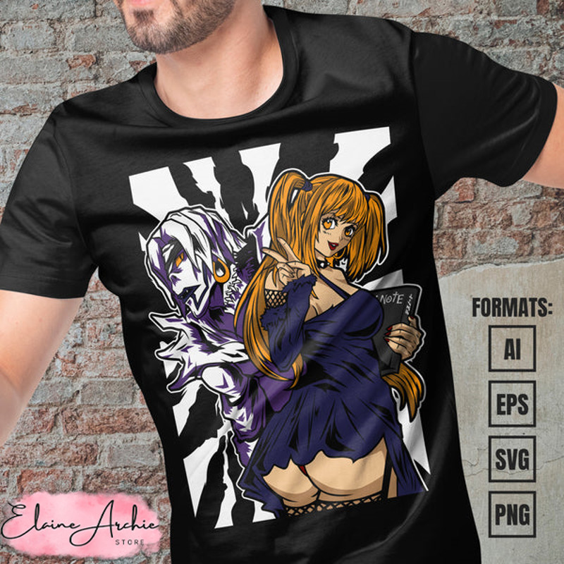Premium Misa Amane Death Note Anime Vector T-shirt Design Template.jpg