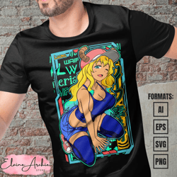 premium miss kobayashis dragon maid anime vector t-shirt design template 2