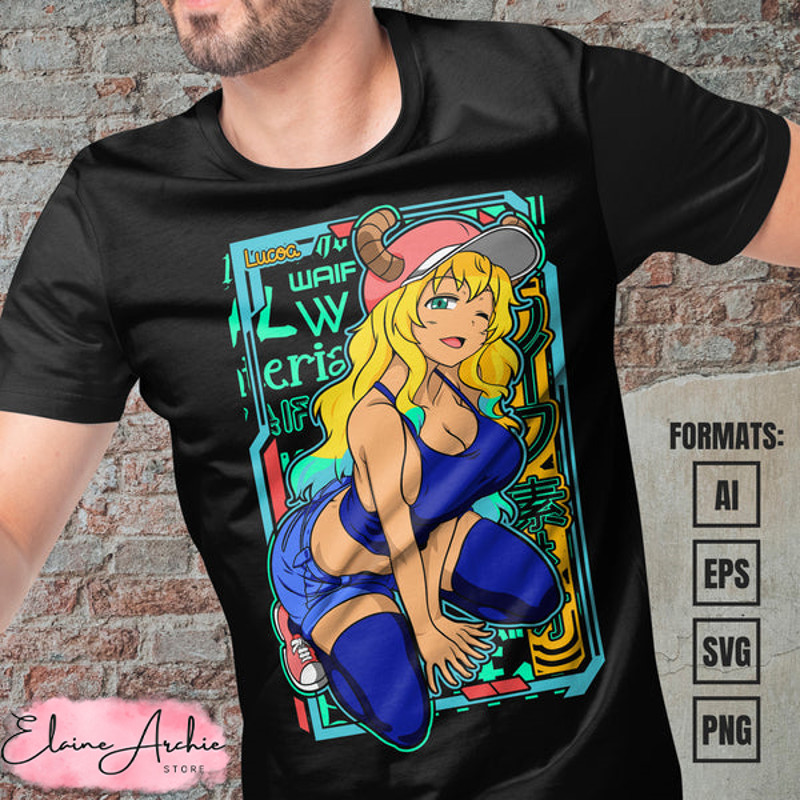 Premium Miss Kobayashi's Dragon Maid Anime Vector T-shirt Design Template #2.jpg