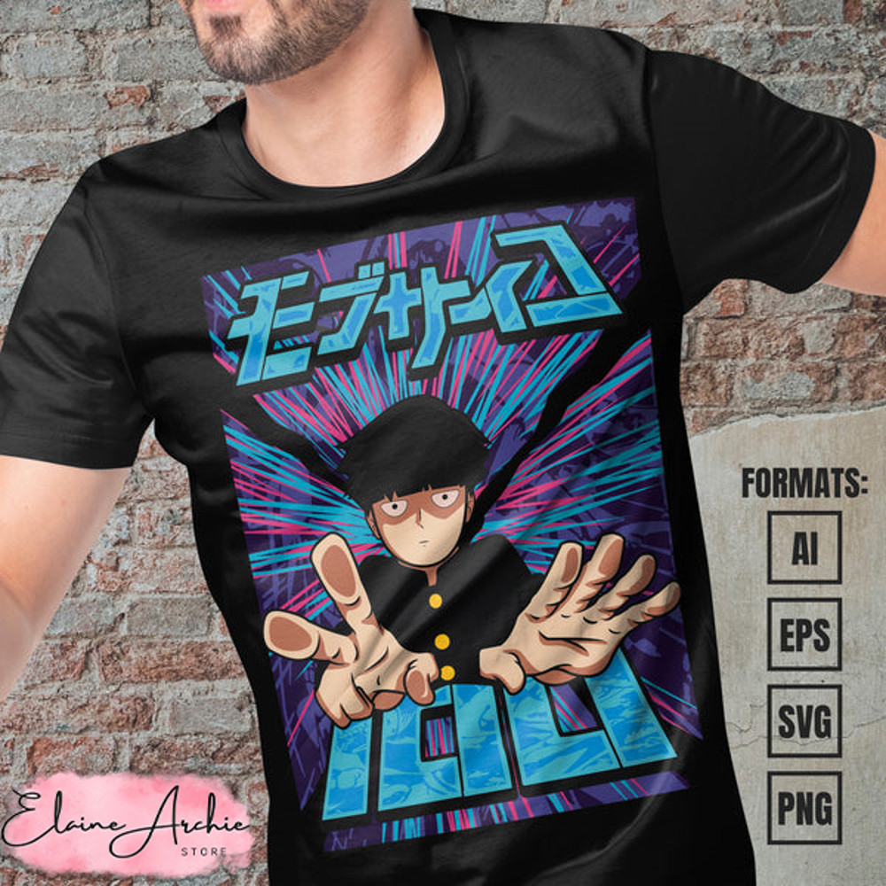 Premium Mob Psycho 100 Anime Vector T-shirt Design Template #3.jpg
