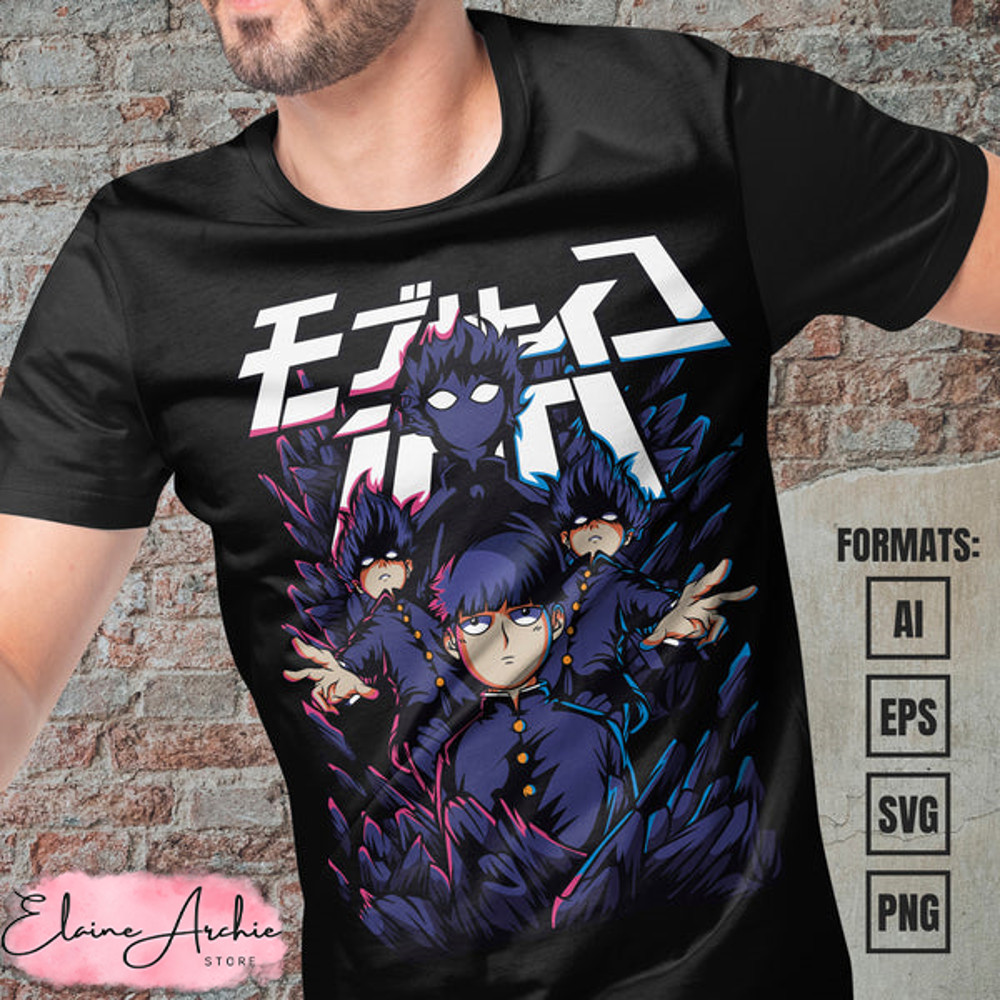 Premium Mob Psycho 100 Anime Vector T-shirt Design Template #4.jpg