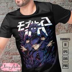 premium mob psycho 100 anime vector t-shirt design template 4
