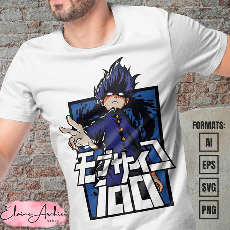Premium Mob Psycho 100 Anime Vector T-shirt Design Template #5.jpg
