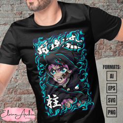 premium muichiro demon slayer anime vector t-shirt design template 6