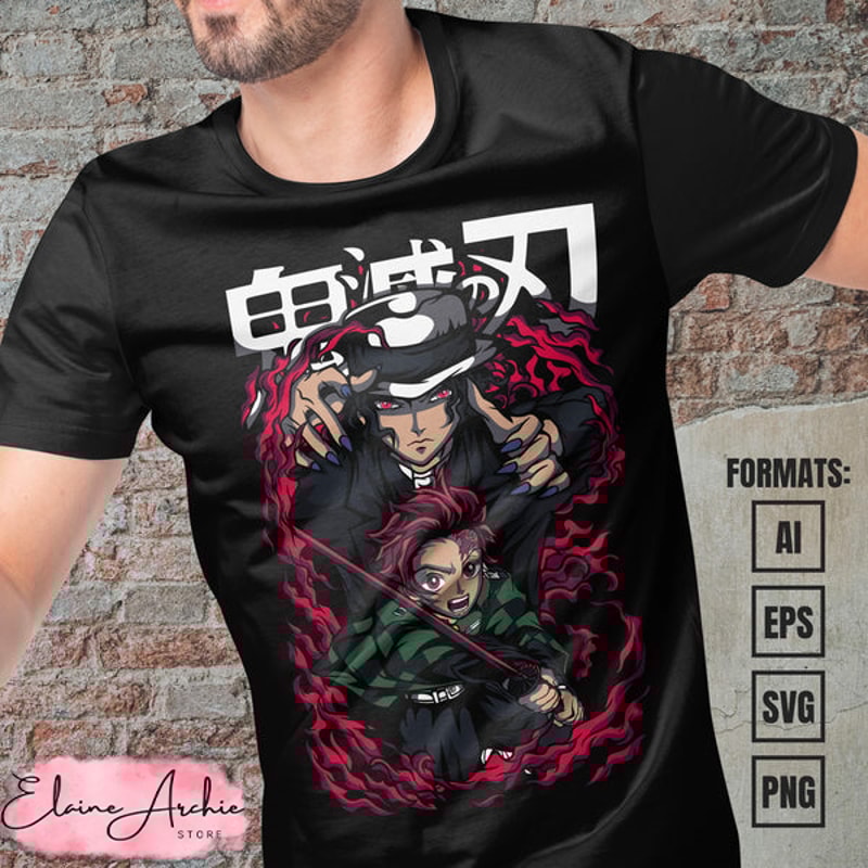 Premium Muzan x Tanjiro Demon Slayer Anime Vector T-shirt Design Template.jpg
