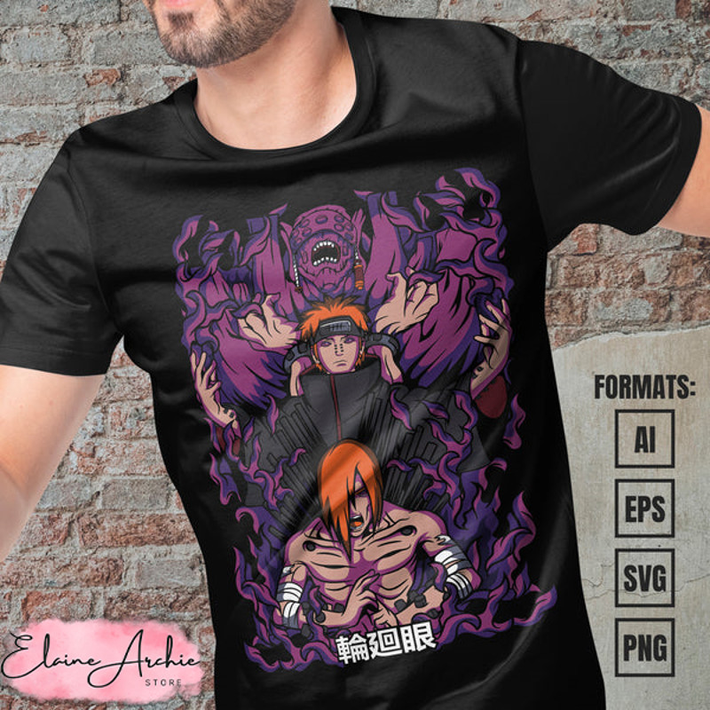 Premium Nagato Naruto Anime Vector T-shirt Design Template.jpg