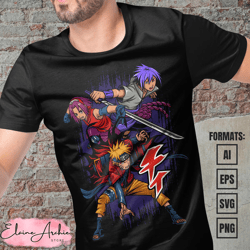 premium naruto anime vector t-shirt design template 2