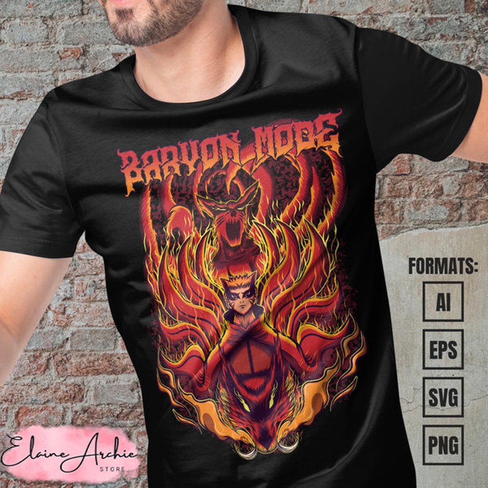 Premium Naruto Baryon Mode Anime Vector T-shirt Design Template #2.jpg