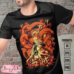 premium naruto baryon mode anime vector t-shirt design template 3