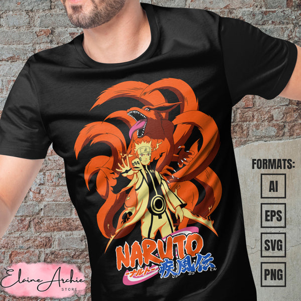 Premium Naruto Baryon Mode Anime Vector T-shirt Design Template.jpg