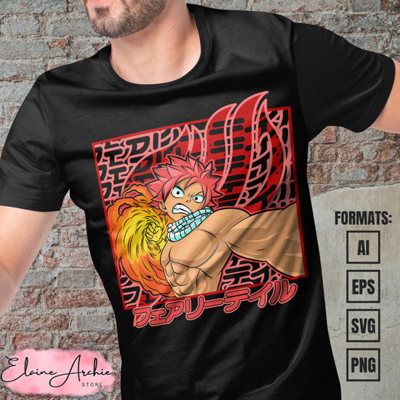 Premium Natsu Fairy Tail Anime Vector T-shirt Design Template.jpg