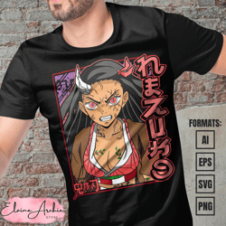 premium nezuko kamado demon slayer anime vector t-shirt design template 10