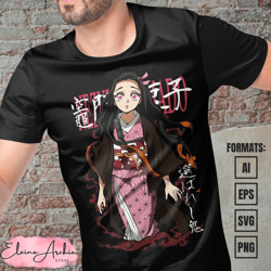premium nezuko kamado demon slayer anime vector t-shirt design template 2