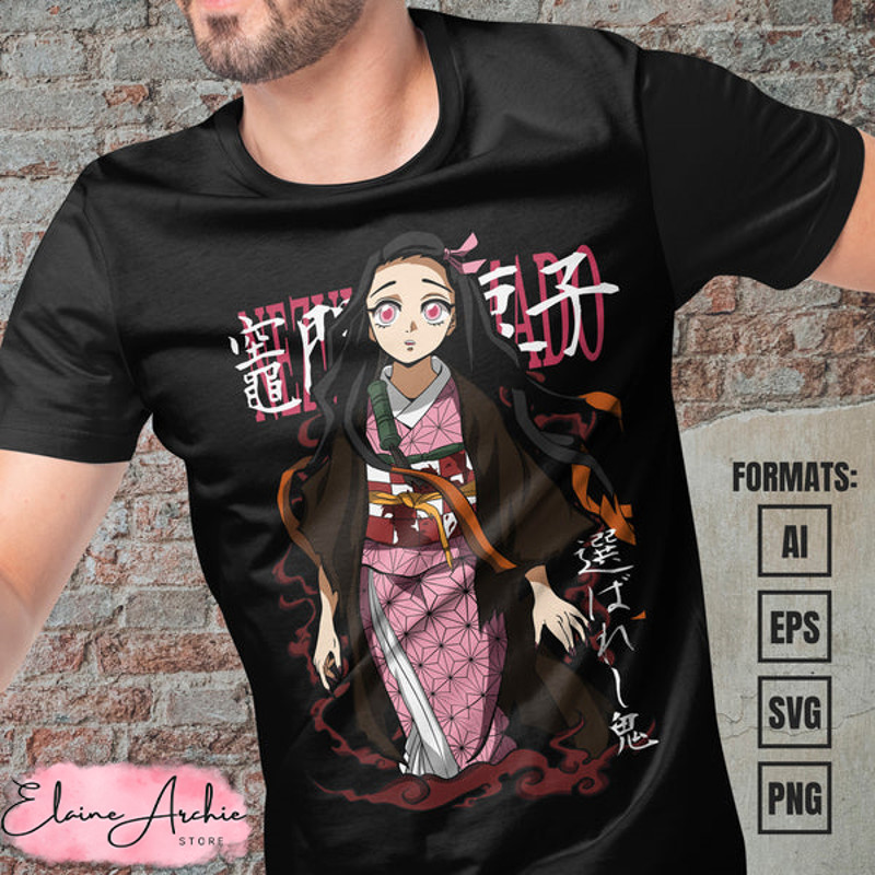Premium Nezuko Kamado Demon Slayer Anime Vector T-shirt Design Template #2.jpg