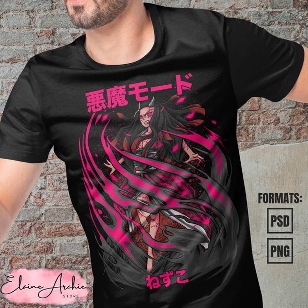Premium Nezuko Kamado Demon Slayer Anime Vector T-shirt Design Template.jpg