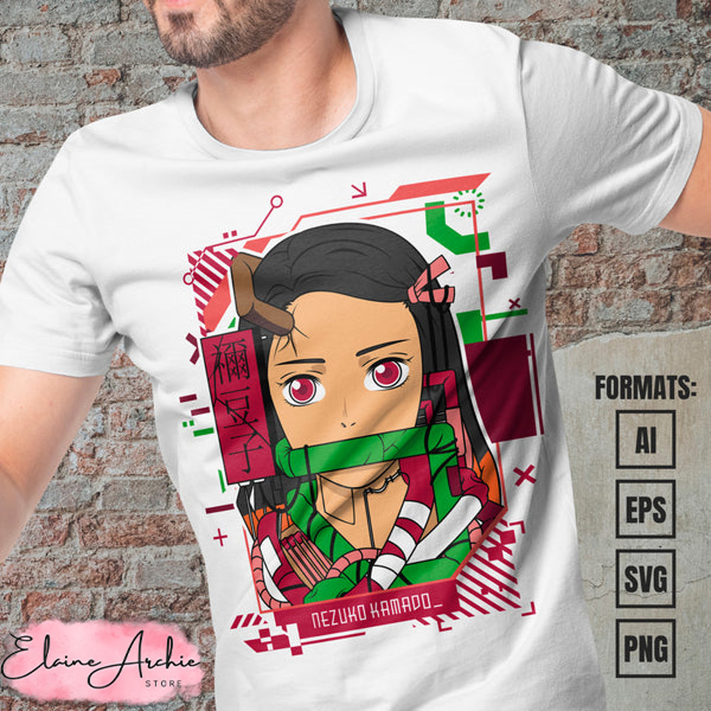 Premium Nezuko Mecha Demon Slayer Anime Vector T-shirt Design Template.jpg