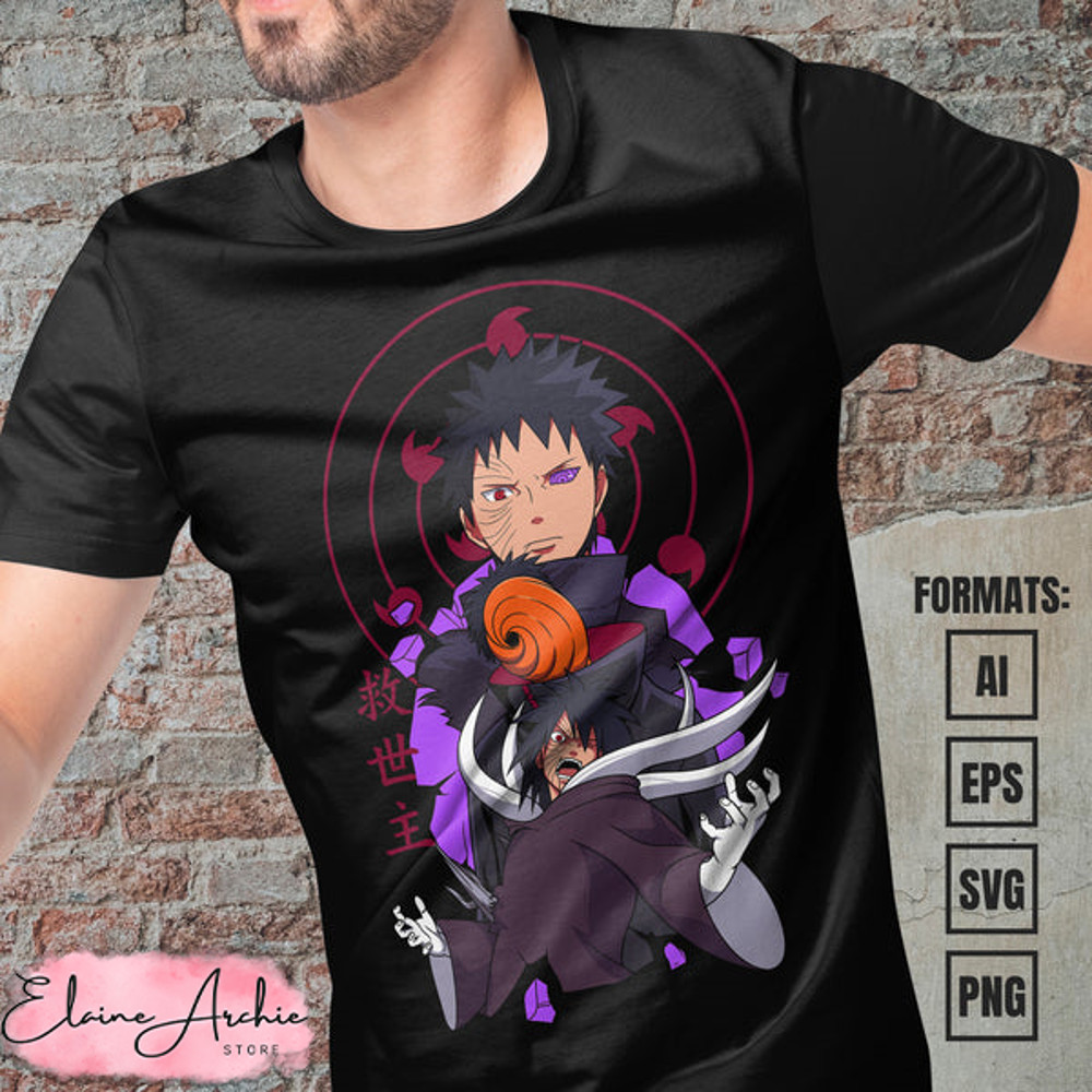 Premium Obito Uchiha Naruto Anime Vector T-shirt Design Template #3.jpg