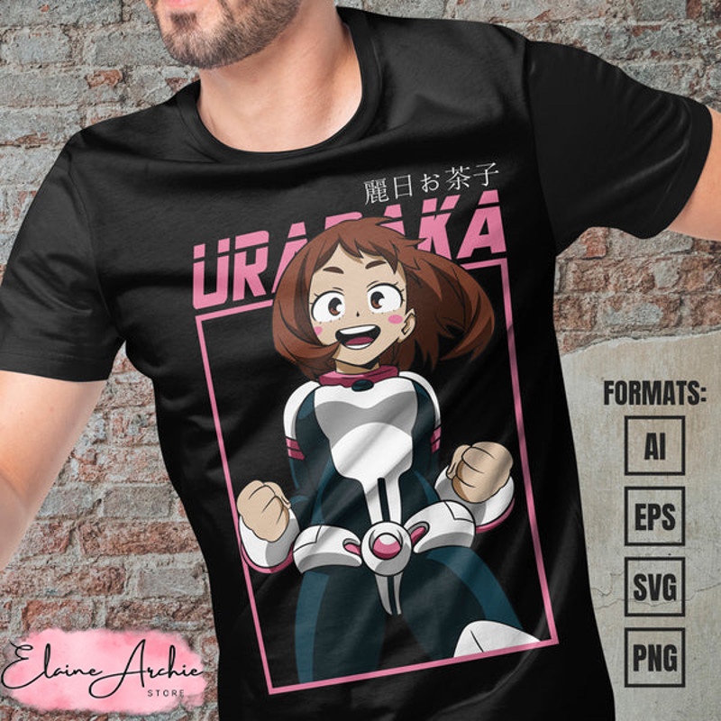 Premium Ochako My Hero Academia Anime Vector T-shirt Design Template.jpg