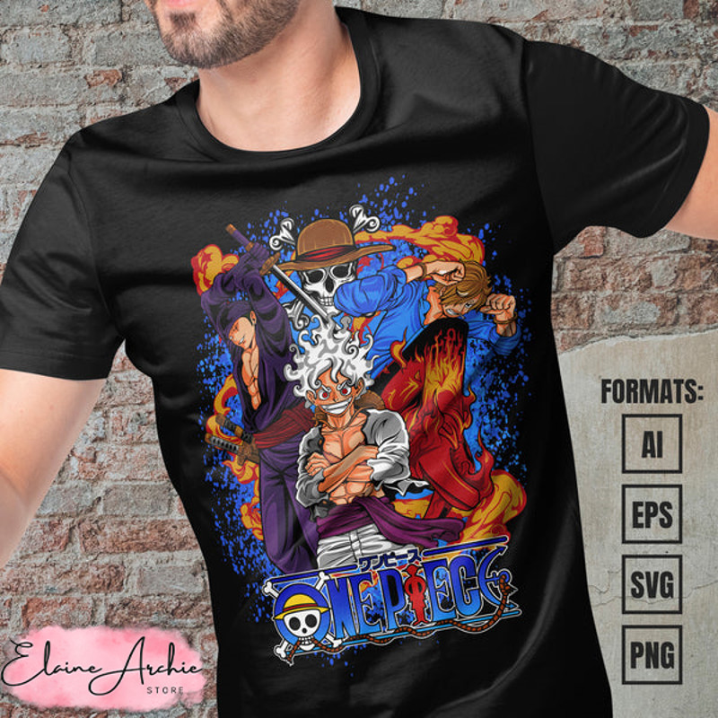 Premium One Piece Anime Vector T-shirt Design Template #13.jpg