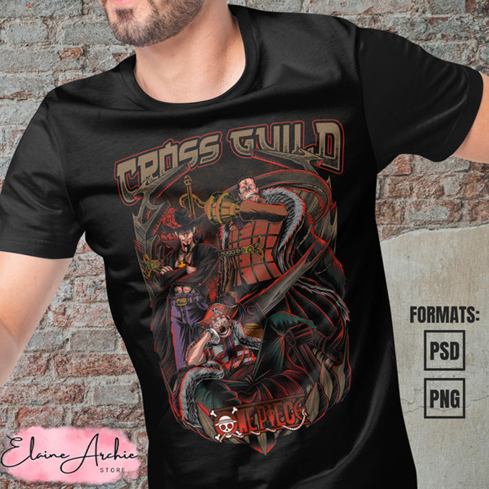 Premium One Piece Cross Guild Vector T-shirt Design Template.jpg