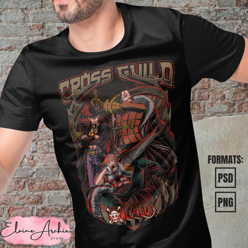 Premium One Piece Cross Guild Vector T-shirt Design Template.jpg