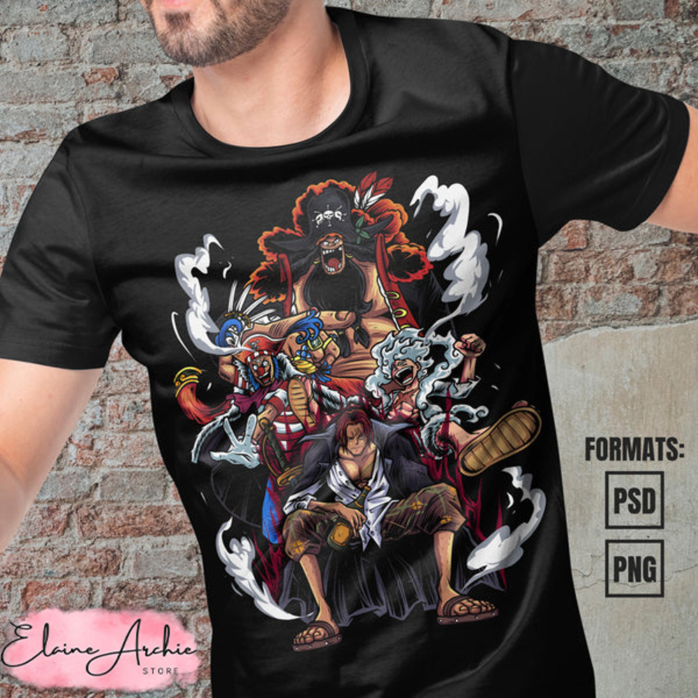 Premium One Piece Four Emperors Anime Vector T-shirt Design Template #2.jpg