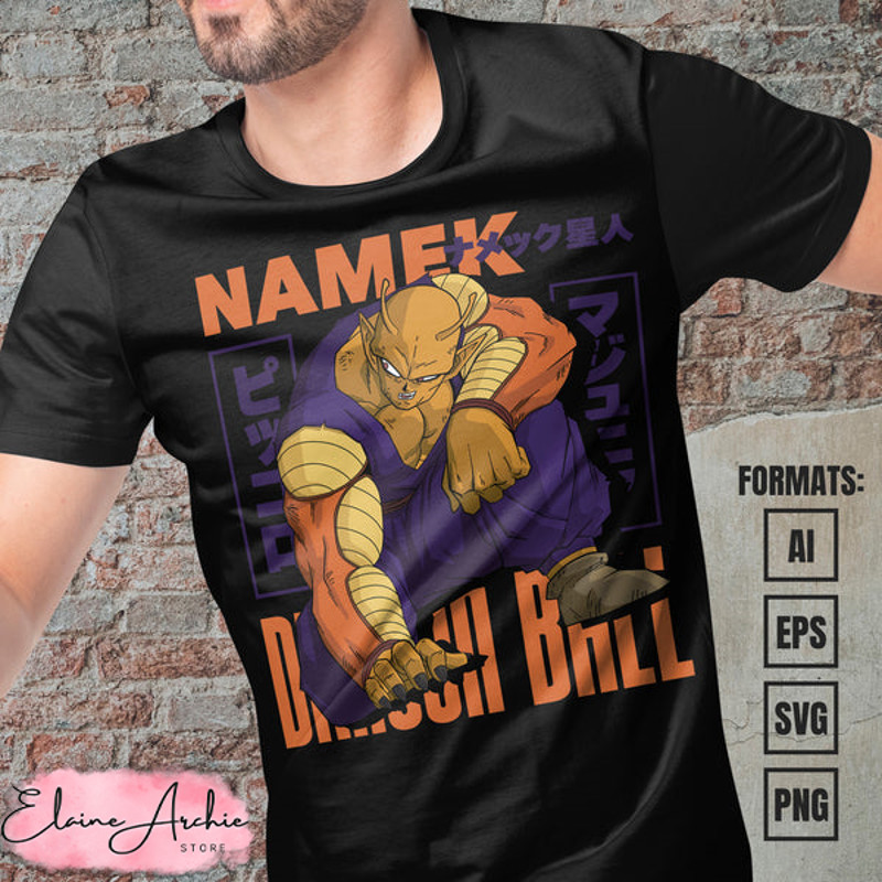 Premium Orange Piccolo Dragon Ball Super Anime Vector T-shirt Design Template.jpg