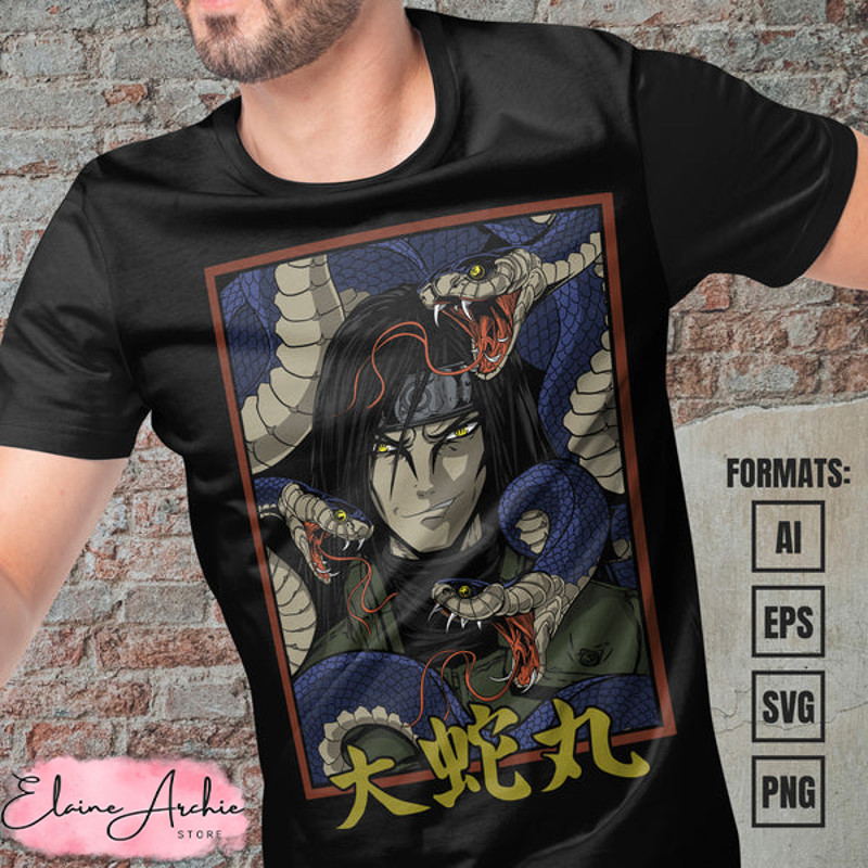 Premium Orochimaru Naruto Anime Vector T-shirt Design Template #2.jpg