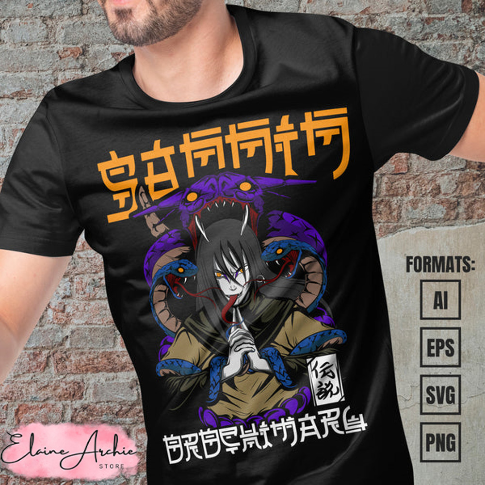 Premium Orochimaru Naruto Anime Vector T-shirt Design Template #3.jpg