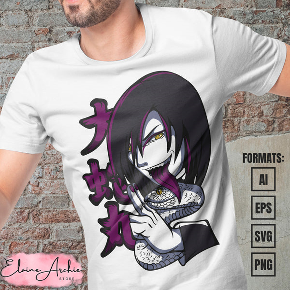 Premium Orochimaru Naruto Anime Vector T-shirt Design Template #5.jpg