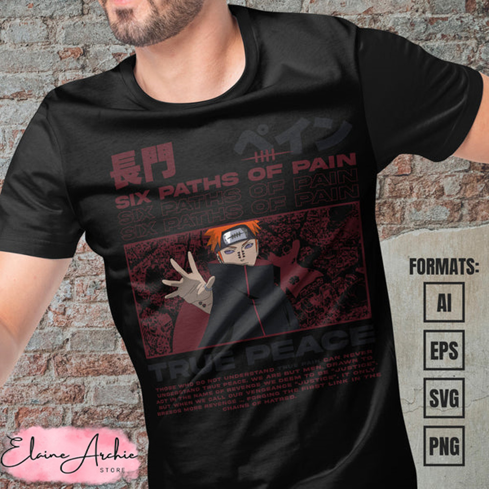 Premium Pain Naruto Anime Vector T-shirt Design Template #2.jpg