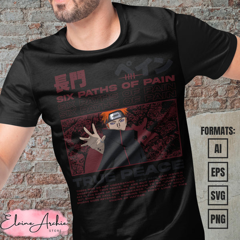 Premium Pain Naruto Anime Vector T-shirt Design Template #2.jpg